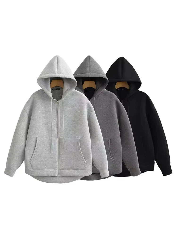 レディース 秋冬 ジップアップ フーディーコート ハイストリートスタイル
